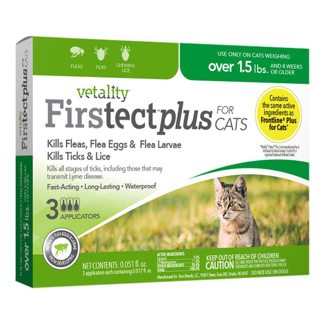 Vetality Firstect Plus for Cats Over 1.5 Pounds, 3 Doses