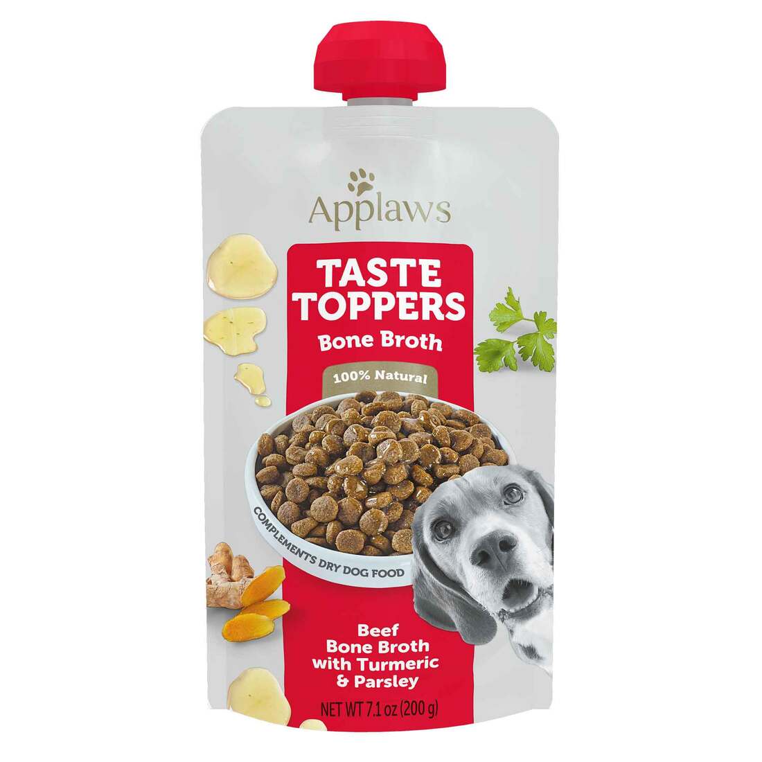 Applaws Dog Spout Pouch, Beef Bone Broth with Turmeric & Parsley, 7.1 Ounces