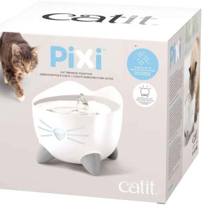 Catit Pixi Cat Fountain, White With Stainless Steel Top