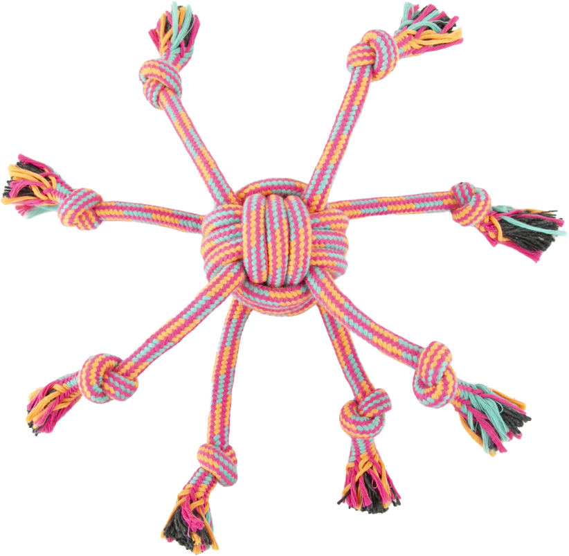 Play On Ball Rope with Multiple Strands Assorted Dog Toy