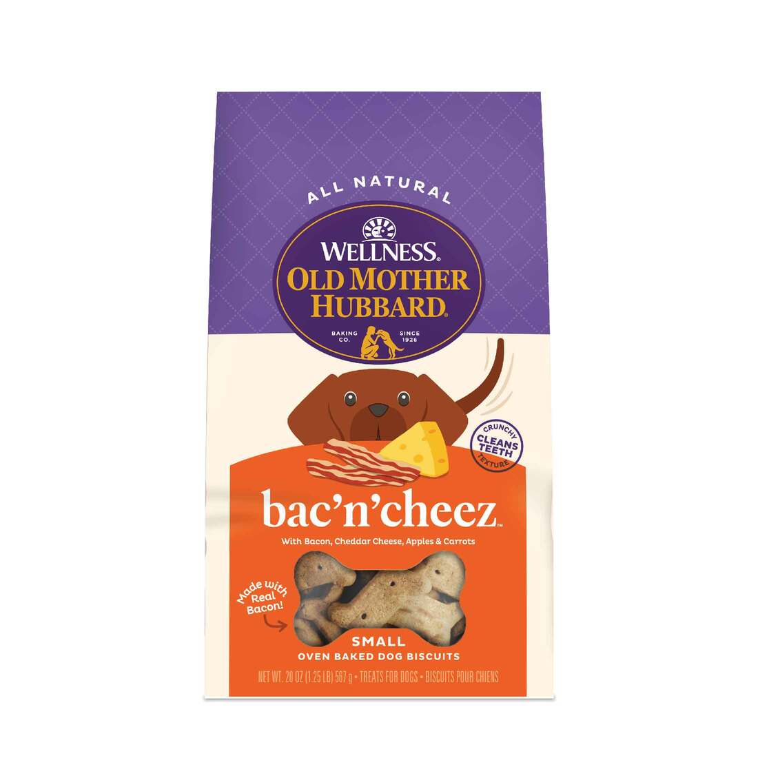 Old Mother Hubbard by Wellness Classic Bac'N'Cheez Natural Small Oven-Baked Biscuits Dog Treats, 20
