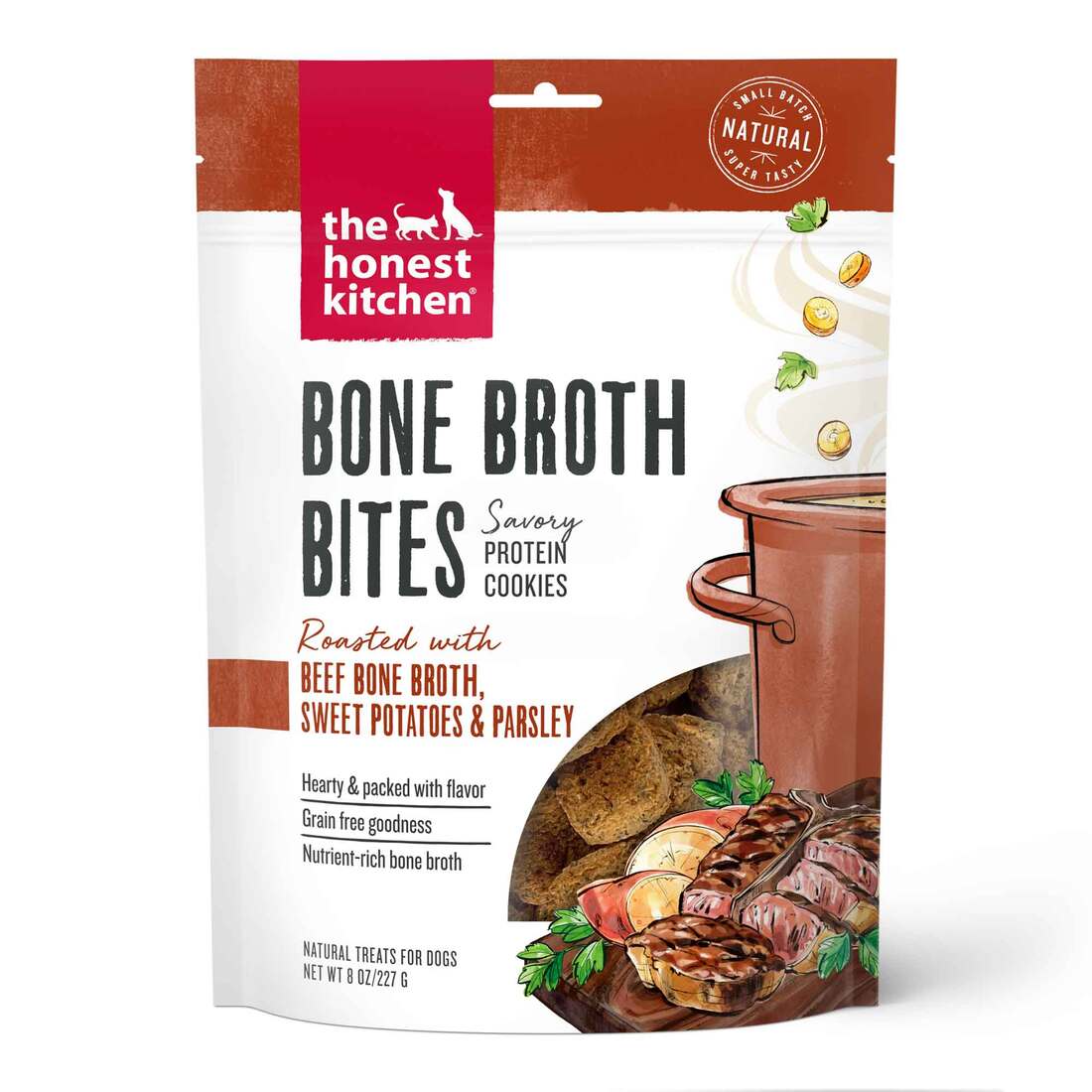 The Honest Kitchen Bone Broth Bites Dog Treats, Roasted with Beef Bone Broth & Sweet Potatoes, 8 Oun