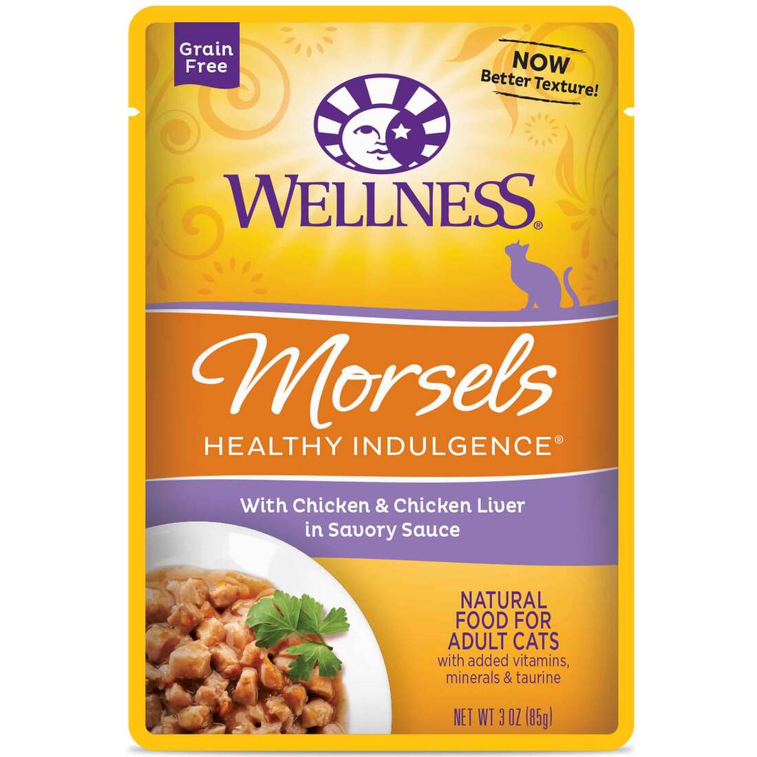 Wellness Healthy Indulgence Natural Wet Cat Food, Morsels Chicken & Chicken Liver, 3 Ounces