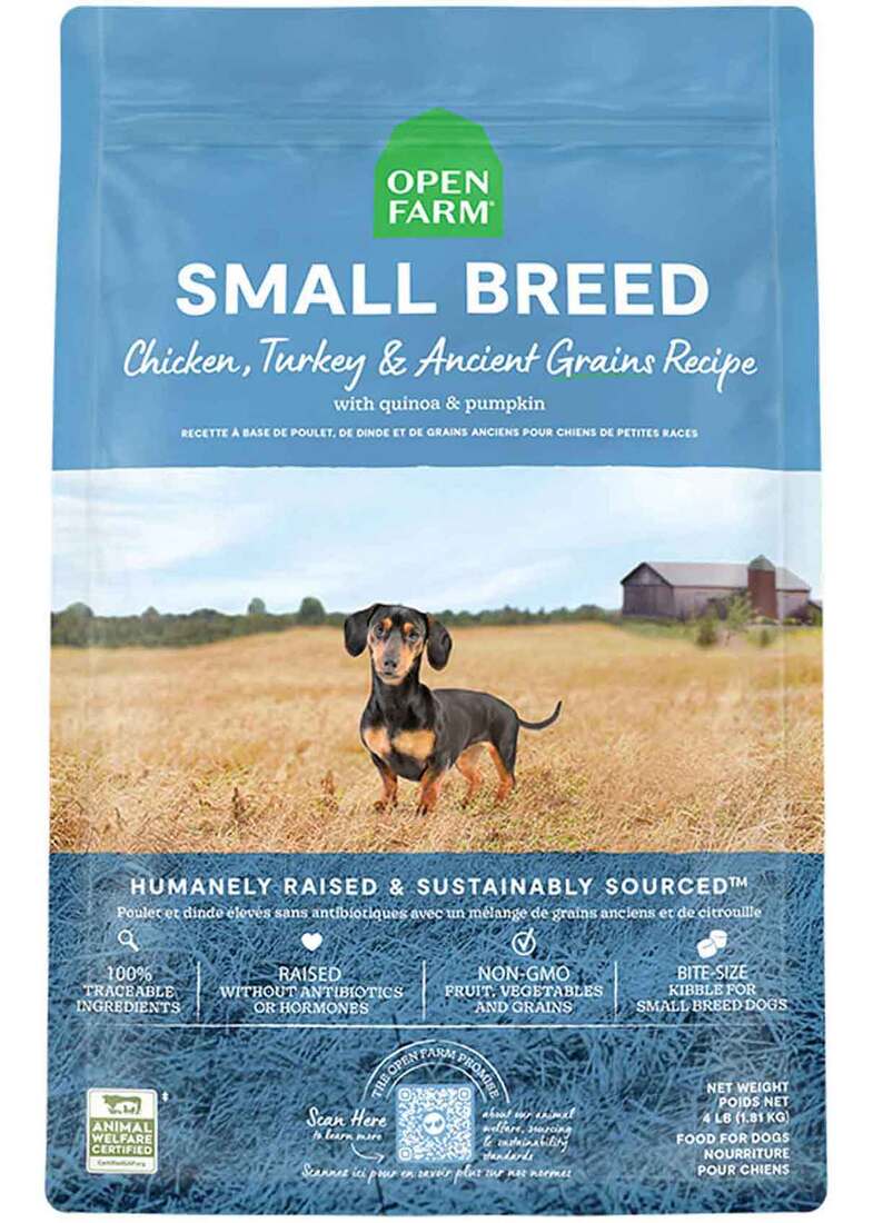 Open Farm Small Breed Ancient Grain Recipe Dry Dog Food, Turkey & Ancient Grains Recipe, 4 Pounds