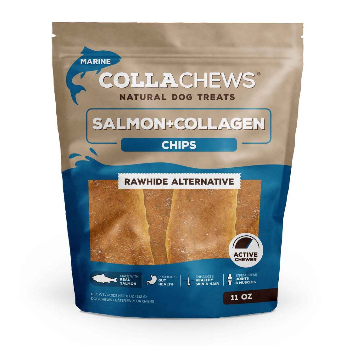 CollaChews Collagen Chips Dog Chews, Salmon Flavor - 11 Ounces