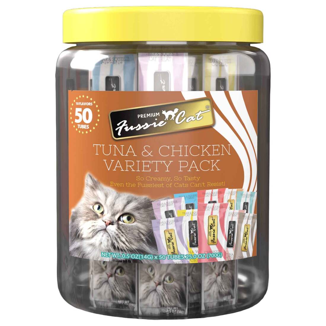 Fussie Cat Tuna & Chicken Puree Variety Pack Cat Treat, 25 Ounces