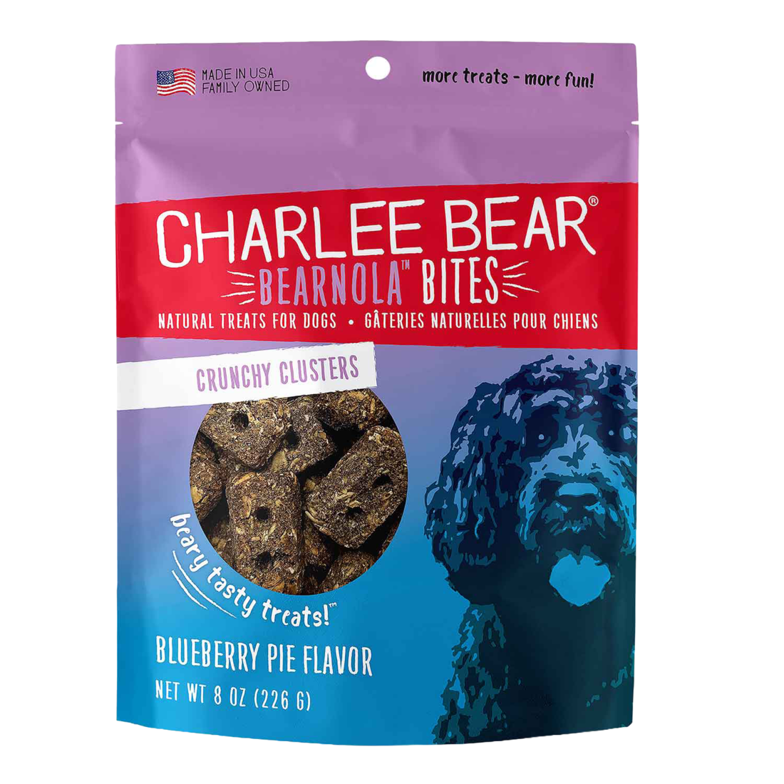 Charlee Bear Bearnola Bites Dog Treat, Blueberry Pie, 8 Ounces