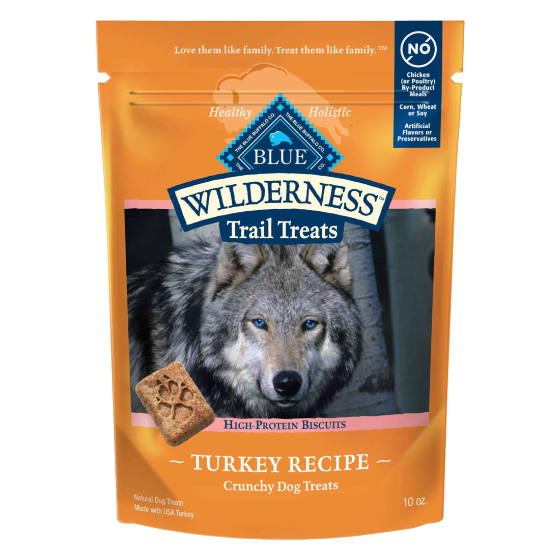 Blue Buffalo Wilderness Trail Treats, Grain Free Crunchy Dog Biscuits, Turkey Recipe, 10 Ounces