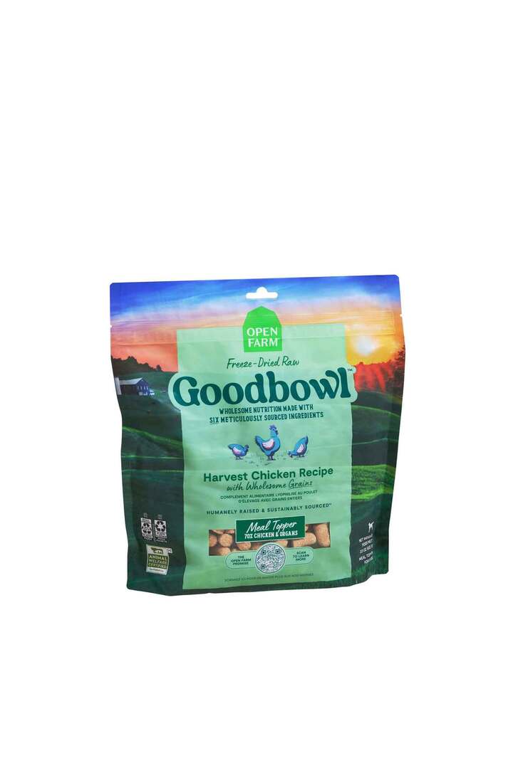 Open Farm Goodbowl Freeze-Dried Raw Dog Food, Harvest Chicken Recipe With Wholesome Grains, 8 Ounces