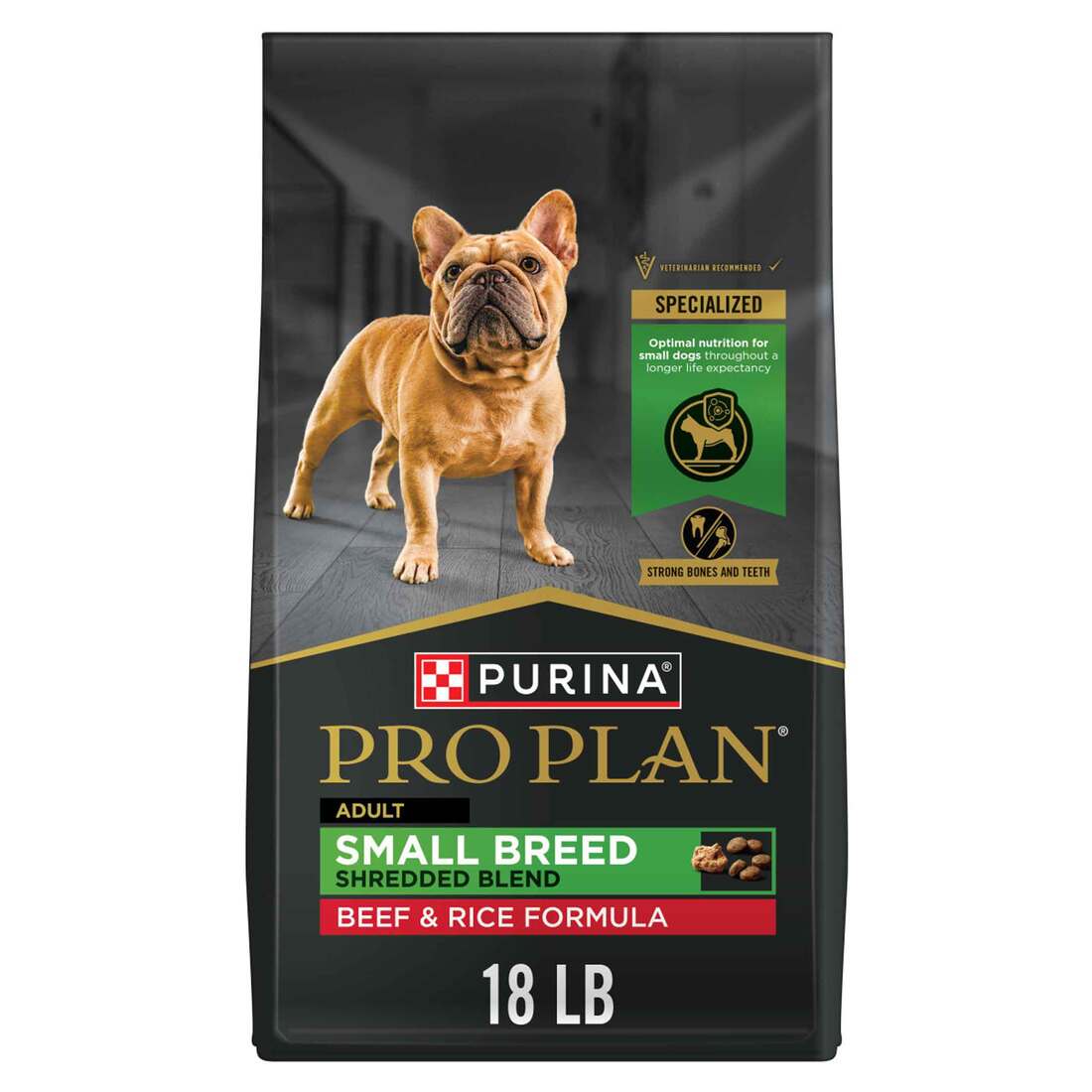 Purina Pro Plan High Protein Small Breed Dog Food, Shredded Blend Beef & Rice Formula