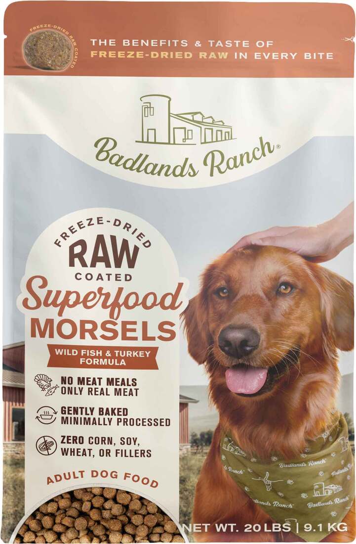 Badlands Ranch Morsel Superfood Dog Food, Wild Fish and Turkey