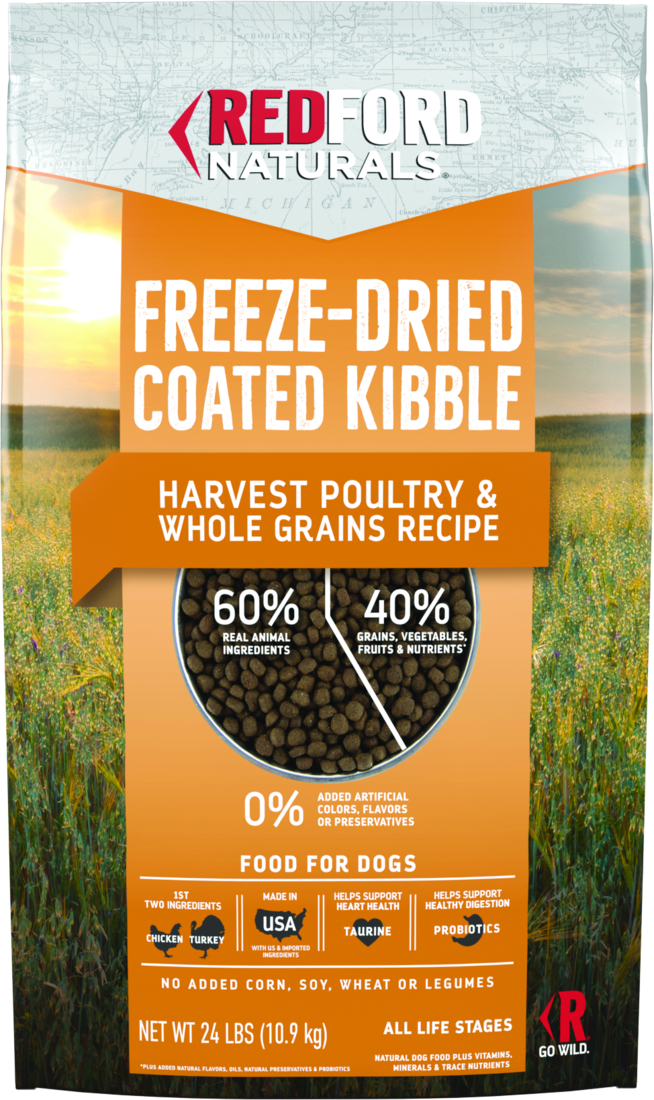 Redford Naturals Freeze-Dried Coated Kibble Dry Dog Food, Harvest Poultry & Whole Grains Recipe