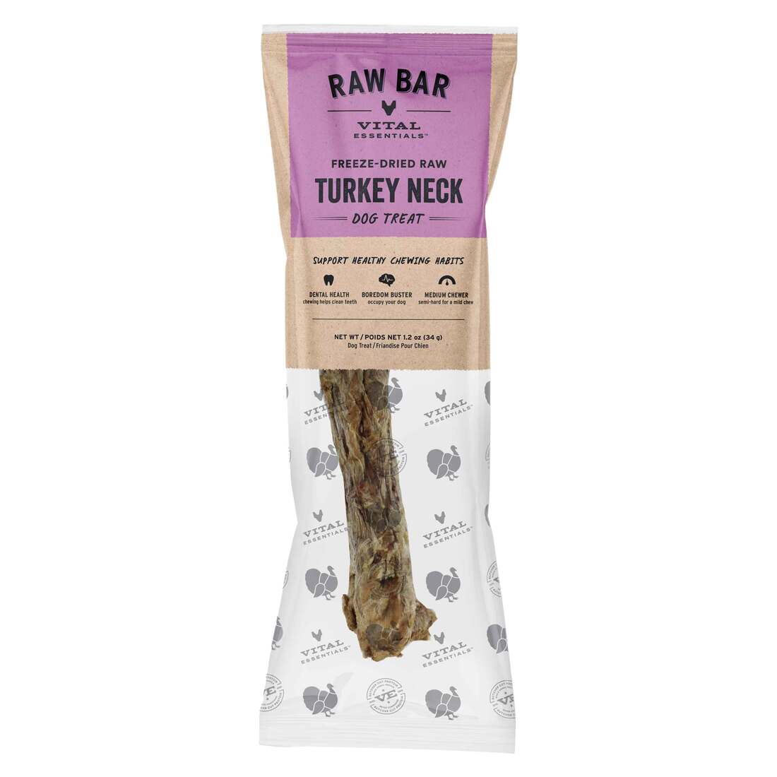 Vital Essentials Freeze Dried Turkey Necks Dog Treat, 1 Each