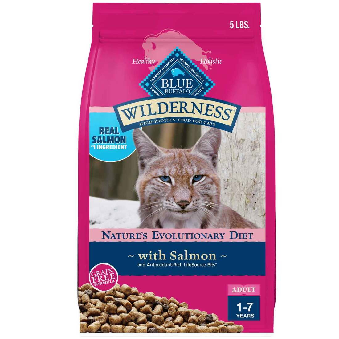 Blue Buffalo Wilderness Grain-Free Adult Natural Dry Cat Food, Salmon, 5 Pounds