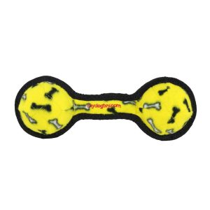 Tuffy Jr Ball Tug Yellow Bones Dog Toy