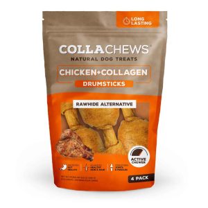 CollaChews Collagen Drumsticks Dog Chews, Chicken Flavor - 4 Pack