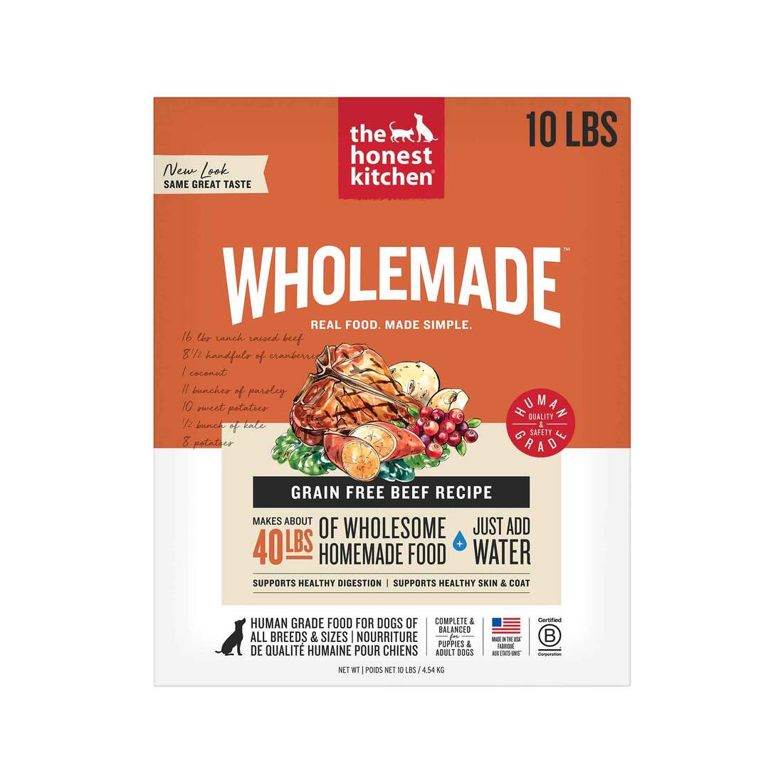 The Honest Kitchen Wholemade™ Grain Free Dog Food, Beef, 10 Pound Box