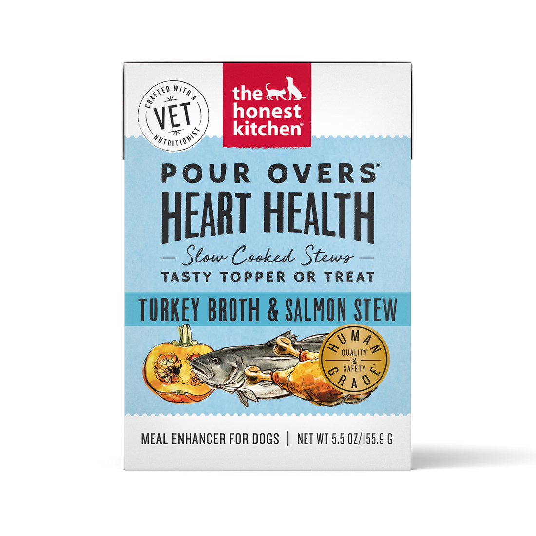 The Honest Kitchen Dog Food Pour Over Heart Health Dog Food Topper or Treat, Turkey & Salmon Stew, 5