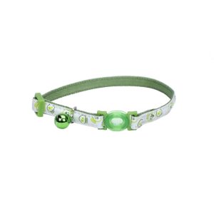 Safe Cat® Glow in the Dark Adjustable Breakaway Collar, Glowing Lime Skulls, 3/8" x 08"-12"
