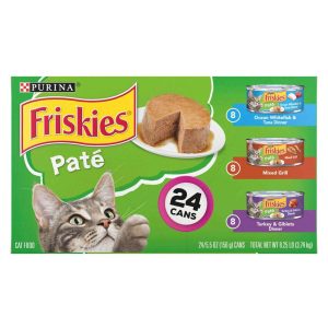 Purina Friskies Pate Wet Cat Food Variety Pack (Ocean Whitefish and Tuna Dinner, Mixed Grill, Turkey