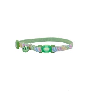 Safe Cat® Glow in the Dark Adjustable Breakaway Collar, Glowing Green Stripes, 3/8" x 08"-12"