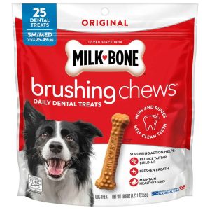 Milk-Bone Brushing Chews Original Chicken Flavor Daily Dental Dog Treats, Small/Medium, 19.6 Ounce B