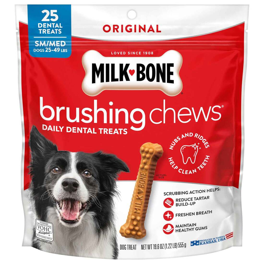 Milk-Bone Brushing Chews Original Chicken Flavor Daily Dental Dog Treats, Small/Medium, 19.6 Ounce B