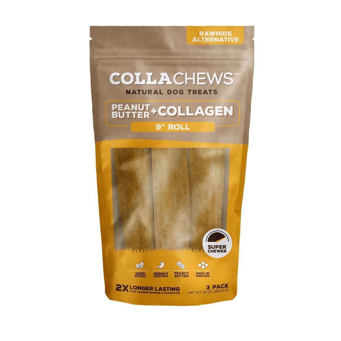 Collachew Collagen Roll Dog Treats, Peanut Butter - Image 2