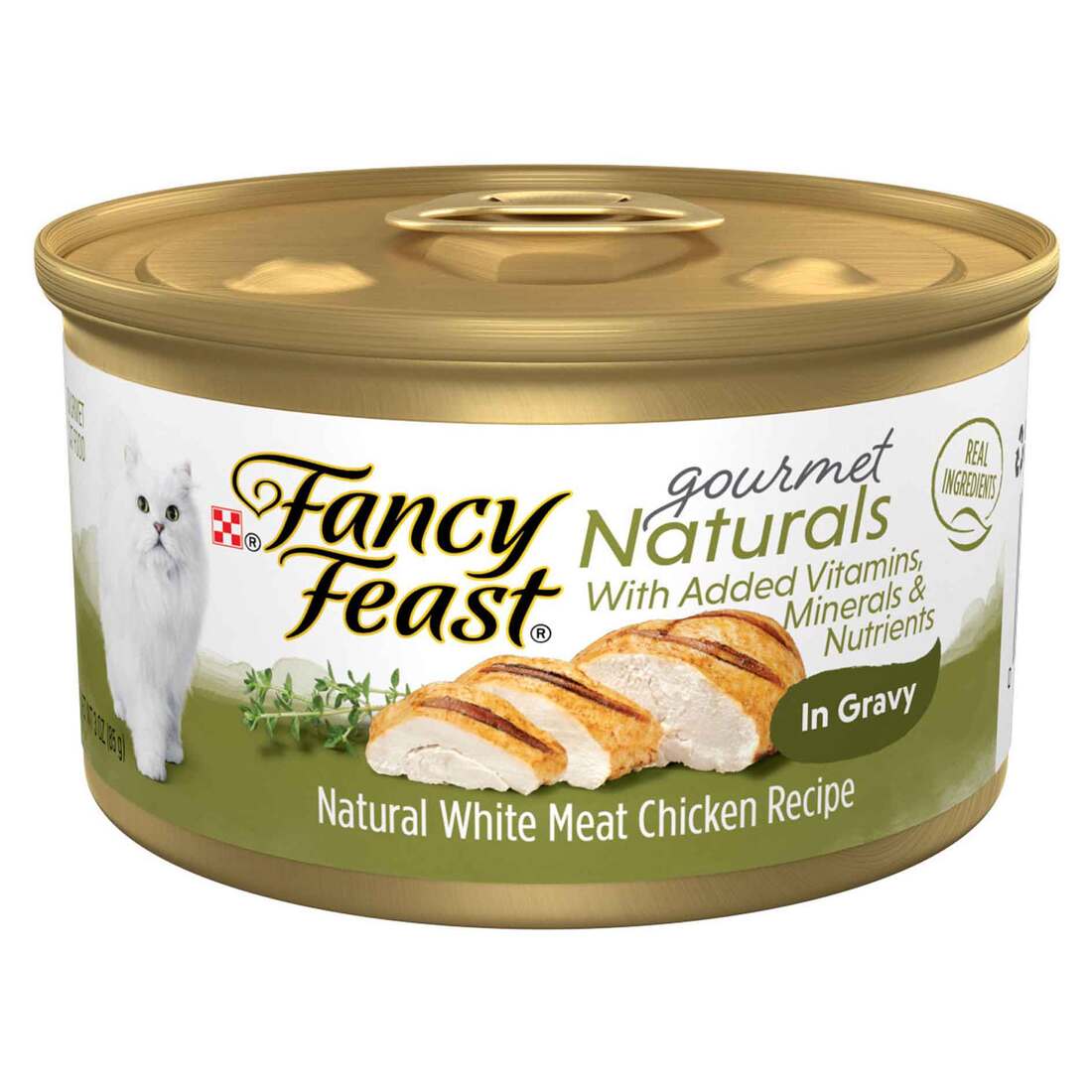 Purina Fancy Feast Gourmet Naturals Wet Cat Food, Adult White Meat Chicken Recipe in Gravy, 3 Ounces