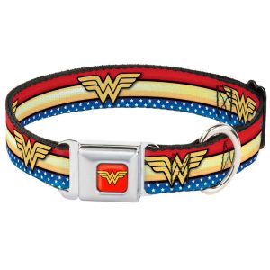 Buckle-Down Seatbelt Buckle Dog Collar - Wonder Woman Logo