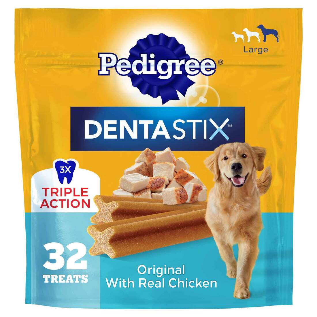 Pedigree Dentastix Large Breed Dog Treats, Original Flavor, 1.66 Pounds