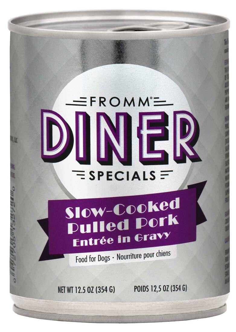 Fromm Diner Dog Can Diner Specials Slow-Cooked Pulled Pork Entrée in Gravy 12.5 Ounces