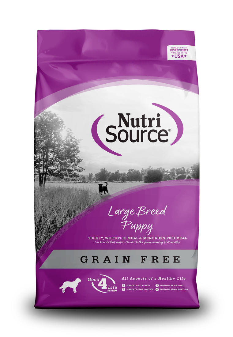 NutriSource Grain Free Large Breed Puppy Dry Dog Food, Turkey, Whitefish Meal, Menhaden Fish Meal, 2