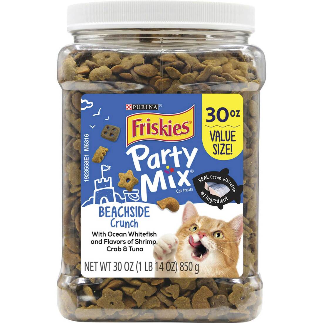 Purina Friskies Cat Treats, Party Mix Beachside Crunch - 30 Ounce Canister