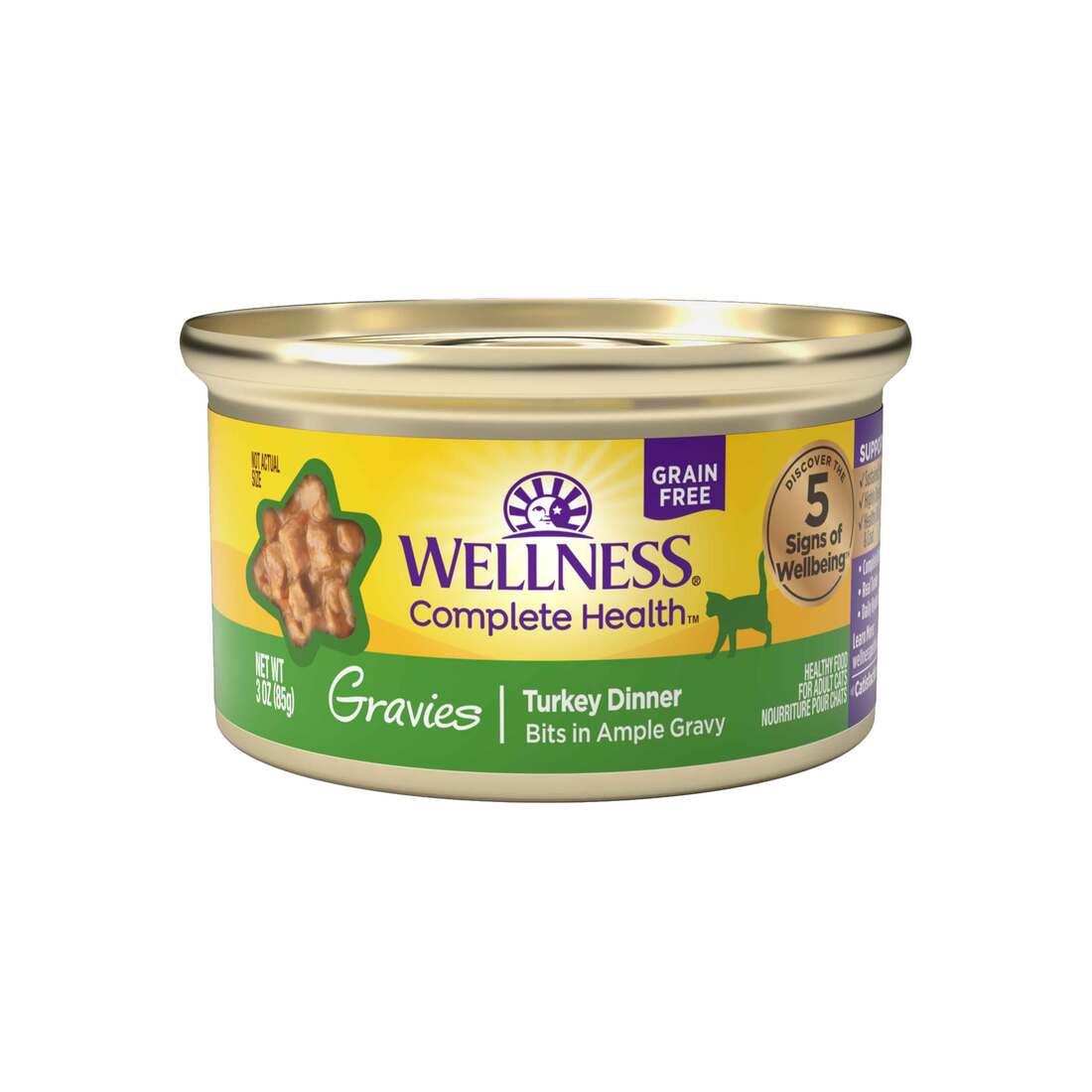 Wellness Complete Health Gravies Grain Free Canned Cat Food, Turkey Dinner, 3 Ounces