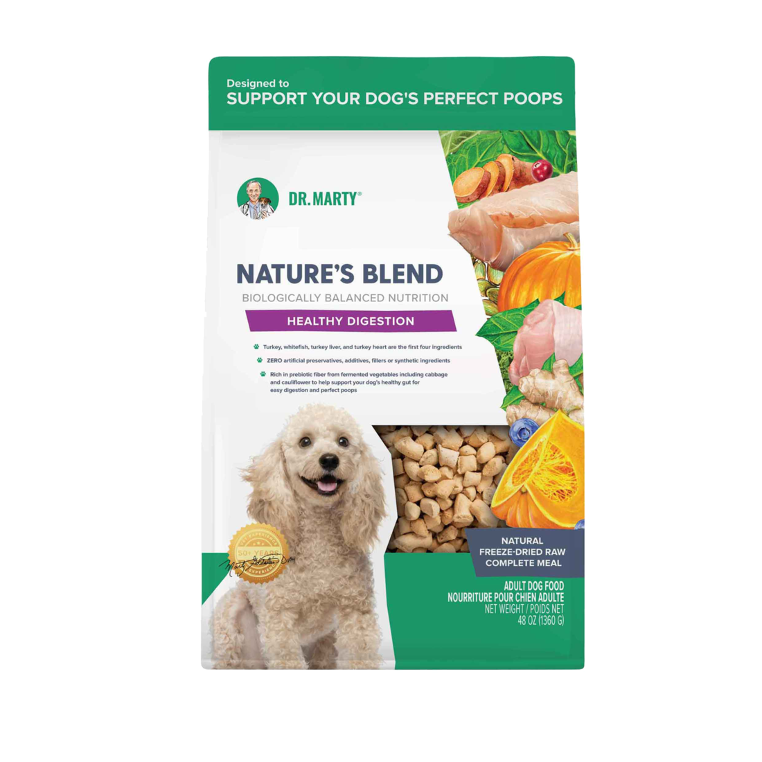 Dr Marty Nature's Blend Healthy Digestion Freeze Dried Dog Food, 48 Ounces