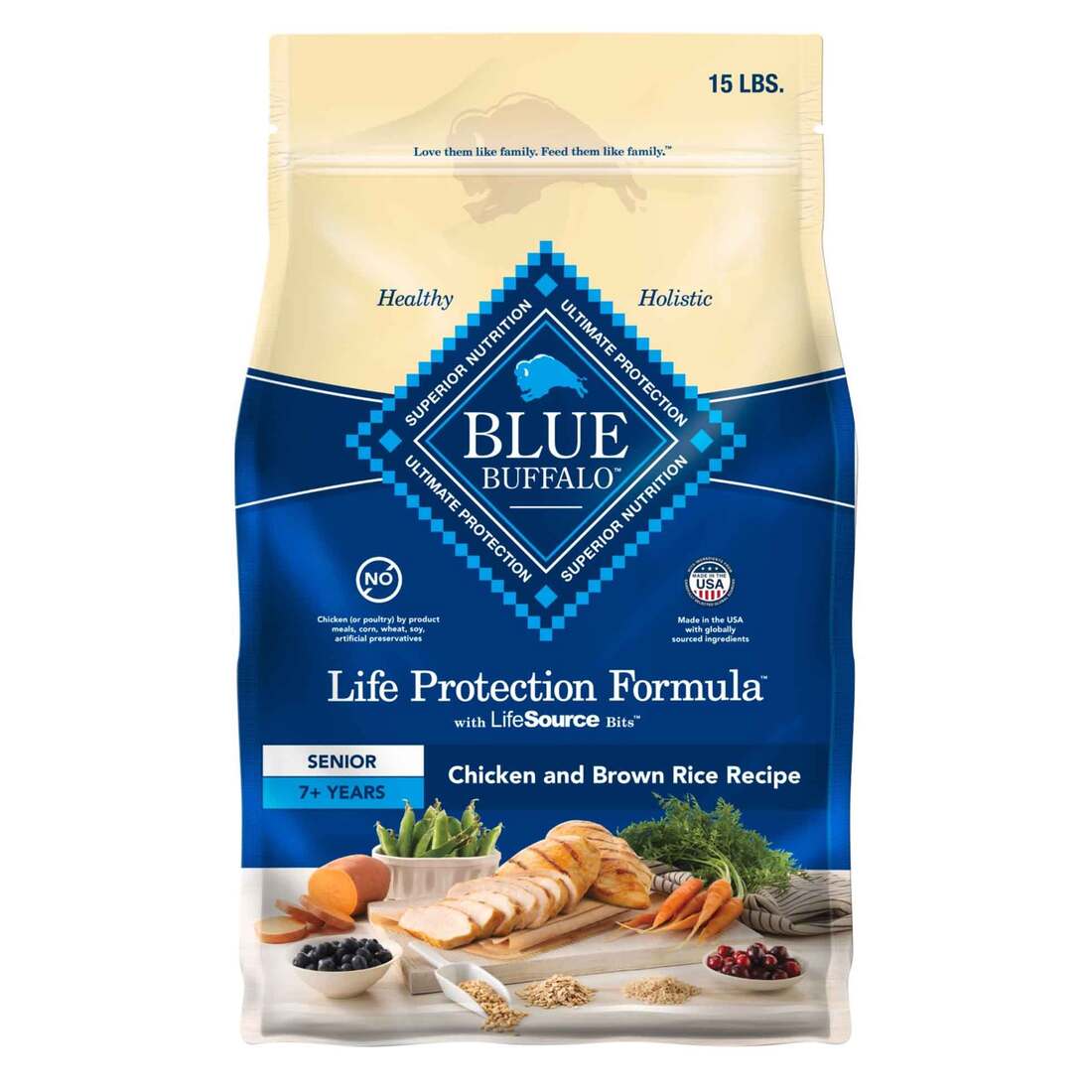 Blue Buffalo Life Protection Formula Natural Senior Dry Dog Food, Chicken and Brown Rice - Image 2