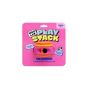 WAGLAB PlayStack: The Spinner Dog Toy, Pink/Orange, Small