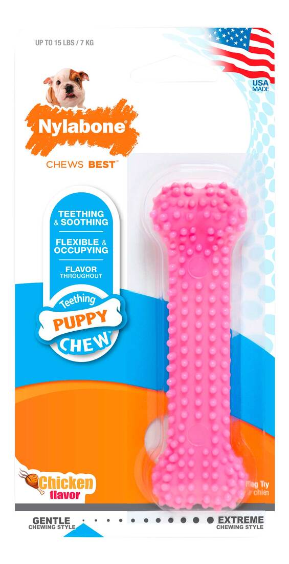 Nylabone Puppy Teething & Soothing Flexible Chew Toy, Pink, Extra-Small/Petite - Up to 15 Pounds