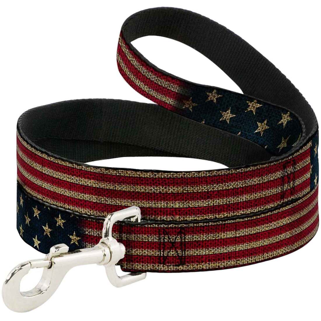 Buckle-Down Pet Leash - Vintage US Flag Stretch - 6 Feet Long - 1" Wide