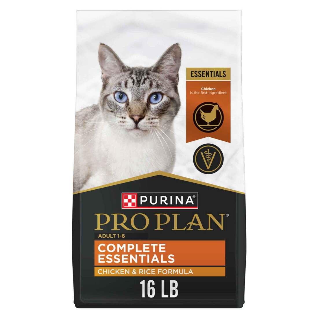 Purina Pro Plan Complete Essentials Adult Chicken and Rice Formula High-Protein Dry Cat Food - 16 Po