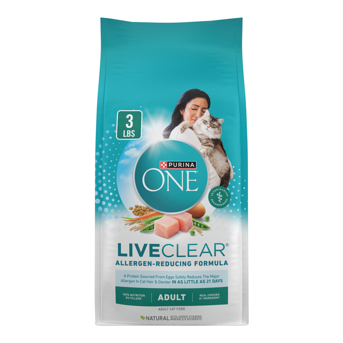 Purina ONE LiveClear Allergen-Reducing Dry Cat Food With Real Chicken - 3 Pound Bag