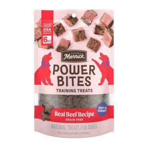 Merrick Power Bites Natural Soft And Chewy Real Meat Dog Treats, Beef Recipe - 6 Ounce Bag