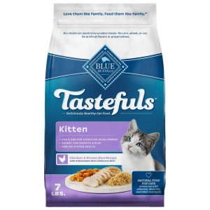 Blue Buffalo Tastefuls Kitten Natural Dry Cat Food With DHA, Chicken & Brown Rice Recipe, 7 Pounds