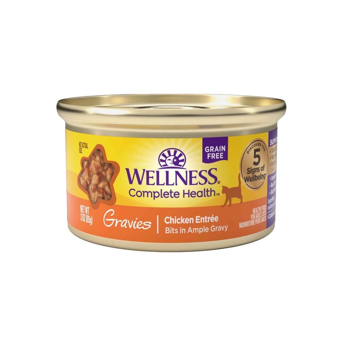 Wellness Complete Health Gravies Grain Free Canned Cat Food, Chicken Dinner, 3 Ounces