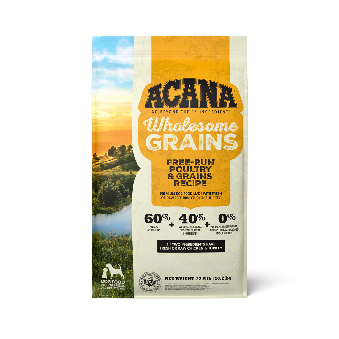 ACANA® Wholesome Grains Dry Dog Food, Free-Run Poultry and Grains, Real Chicken & Turkey, Cage-Free