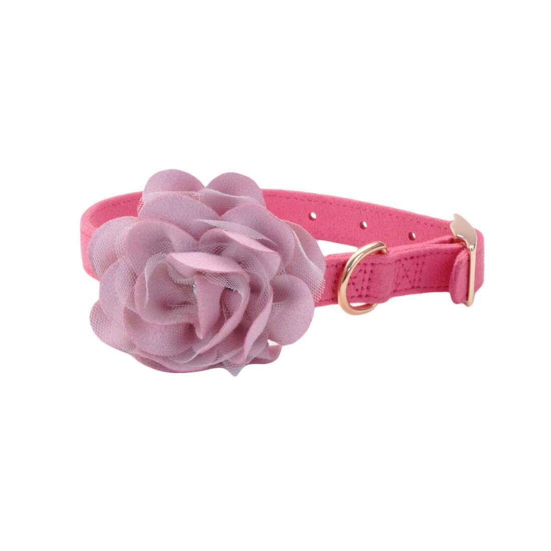 Accent Microfiber Dog Collar, Posh Pink with Flower - Image 2
