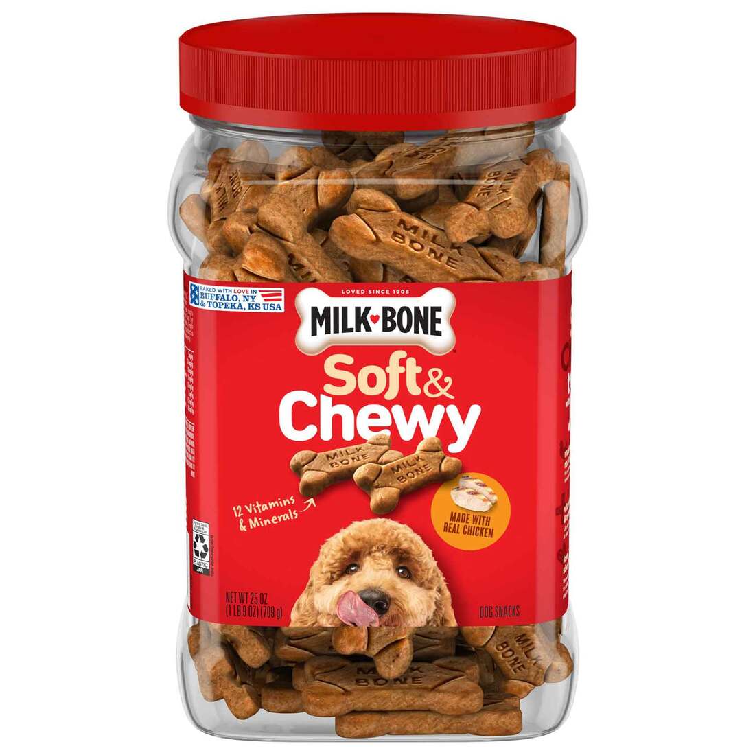 Milk-Bone Soft & Chewy Dog Treats, Made with Real Chicken, 25 Ounce Canister