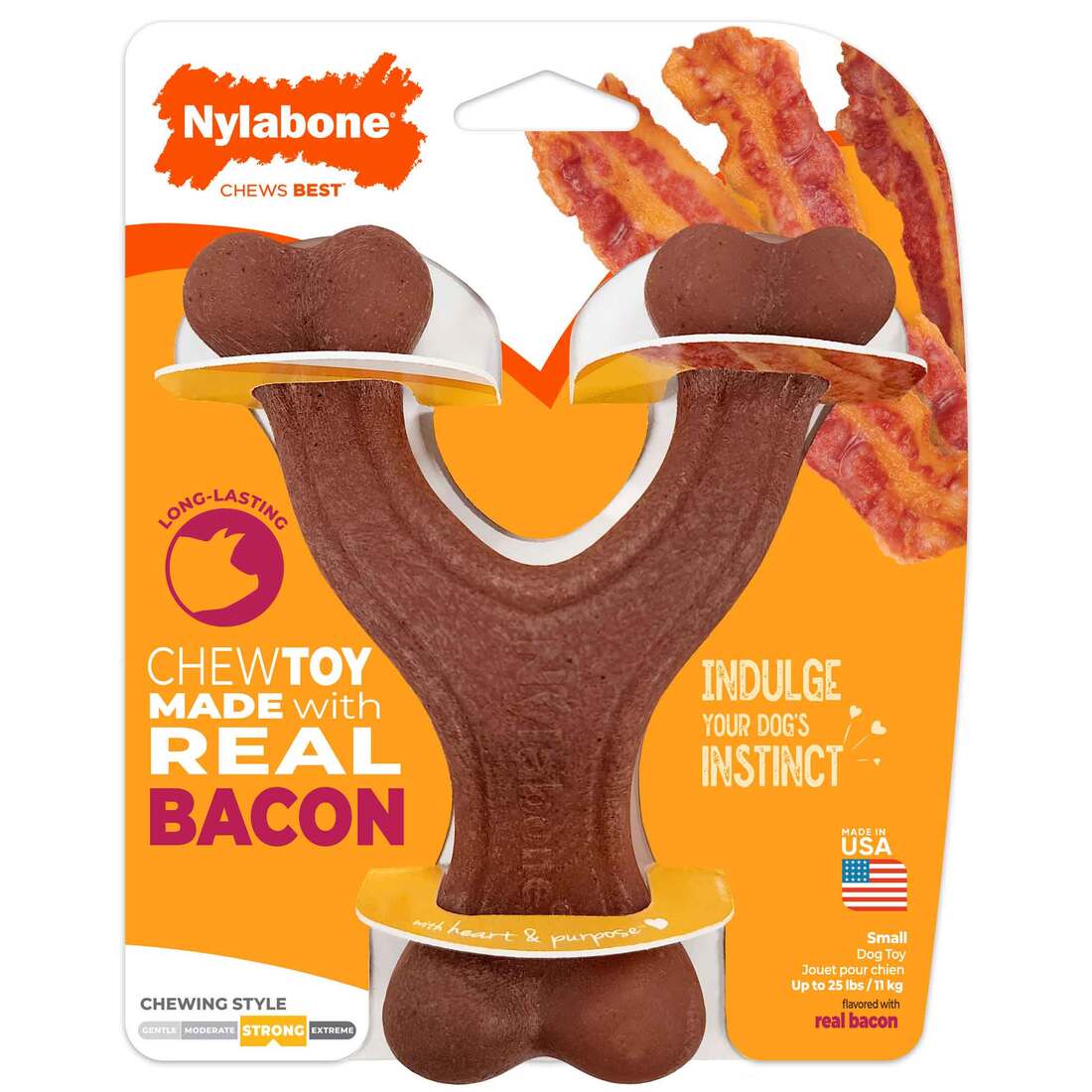 Nylabone Real Bacon Strong Wishbone Dog Chew - Image 2