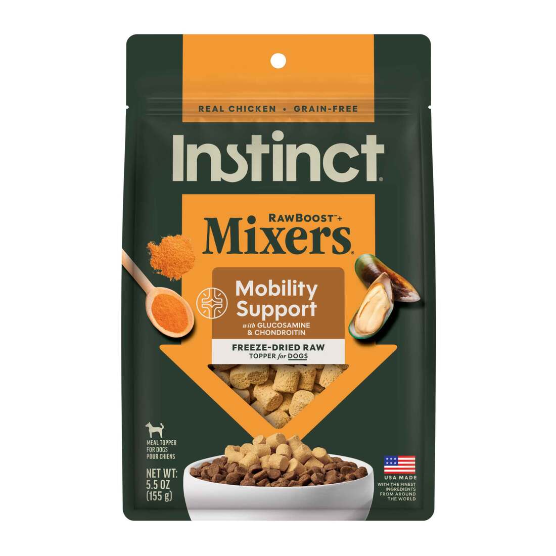 Instinct Freeze-Dried Raw Boost Mixers Grain-Free Mobility Support Recipe Dog Food Topper, 5.5 Ounce